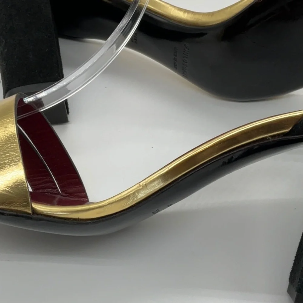 Philosophy di Lorenzo Serafini gold black velvet strap sandal